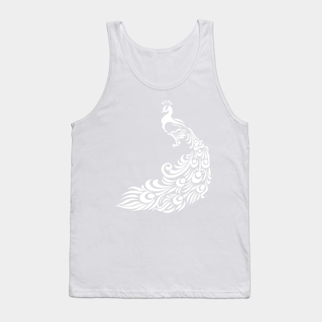 Extravagant White Peacock Tank Top by CeeGunn